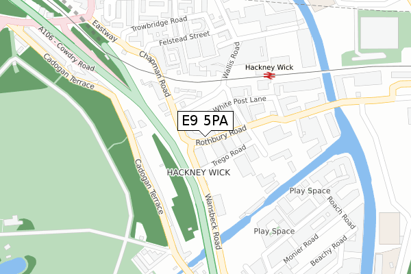 E9 5PA map - large scale - OS Open Zoomstack (Ordnance Survey)