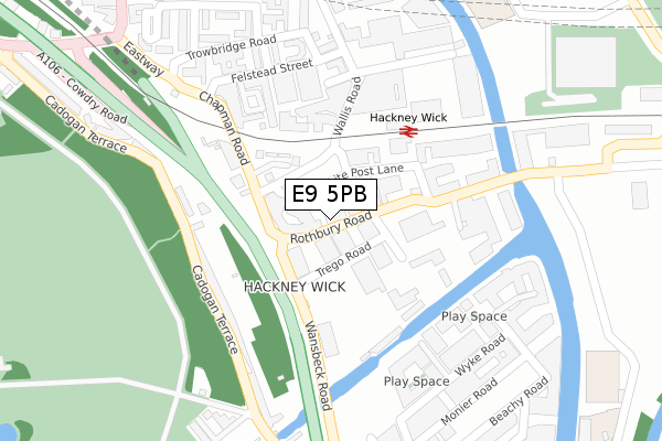 E9 5PB map - large scale - OS Open Zoomstack (Ordnance Survey)