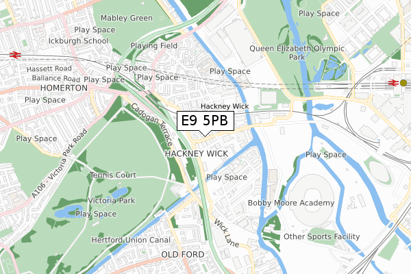 E9 5PB map - small scale - OS Open Zoomstack (Ordnance Survey)