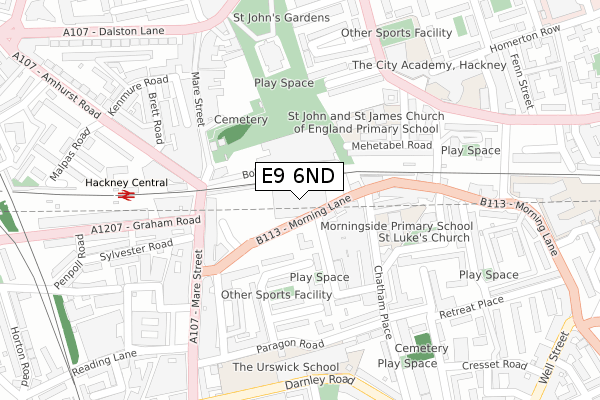 E9 6ND map - large scale - OS Open Zoomstack (Ordnance Survey)