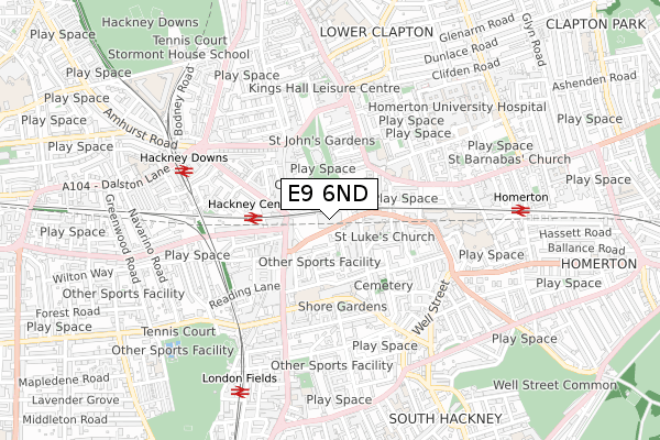 E9 6ND map - small scale - OS Open Zoomstack (Ordnance Survey)