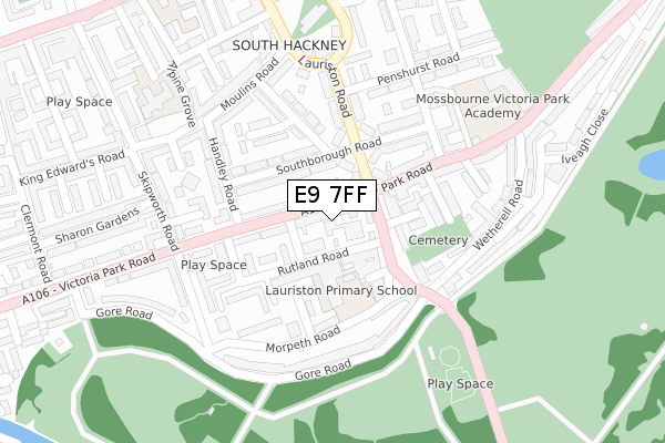 E9 7FF map - large scale - OS Open Zoomstack (Ordnance Survey)