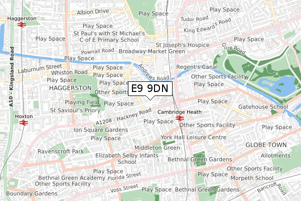 E9 9DN map - small scale - OS Open Zoomstack (Ordnance Survey)