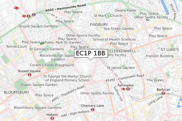 EC1P 1BB map - small scale - OS Open Zoomstack (Ordnance Survey)