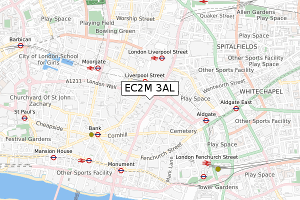 EC2M 3AL map - small scale - OS Open Zoomstack (Ordnance Survey)