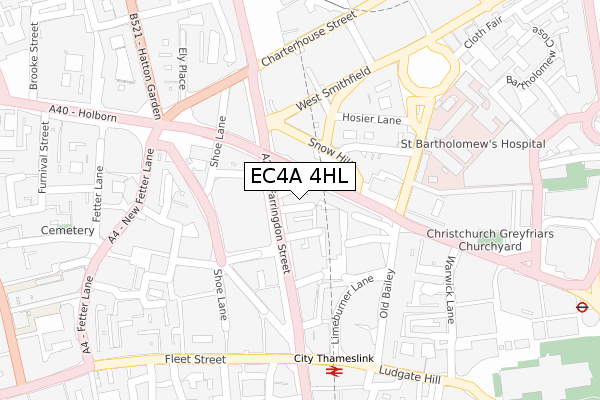 EC4A 4HL map - large scale - OS Open Zoomstack (Ordnance Survey)