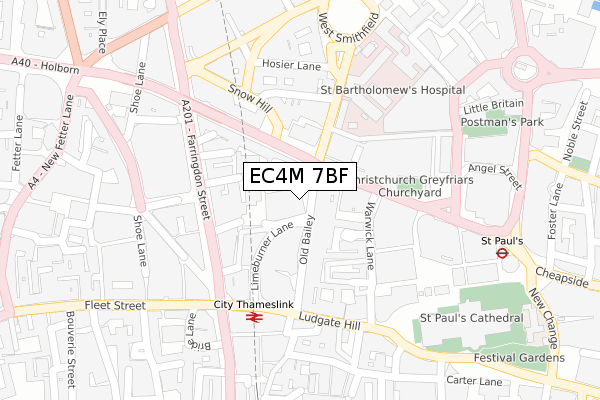 EC4M 7BF map - large scale - OS Open Zoomstack (Ordnance Survey)