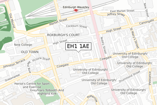 EH1 1AE map - large scale - OS Open Zoomstack (Ordnance Survey)