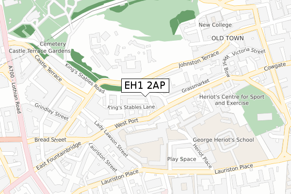 EH1 2AP map - large scale - OS Open Zoomstack (Ordnance Survey)