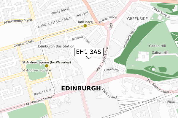 EH1 3AS map - large scale - OS Open Zoomstack (Ordnance Survey)