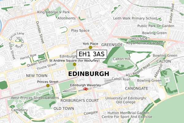 EH1 3AS map - small scale - OS Open Zoomstack (Ordnance Survey)