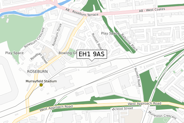 EH1 9AS map - large scale - OS Open Zoomstack (Ordnance Survey)