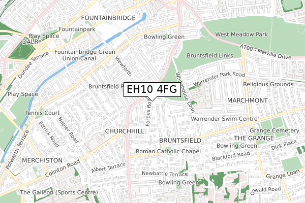 EH10 4FG map - small scale - OS Open Zoomstack (Ordnance Survey)