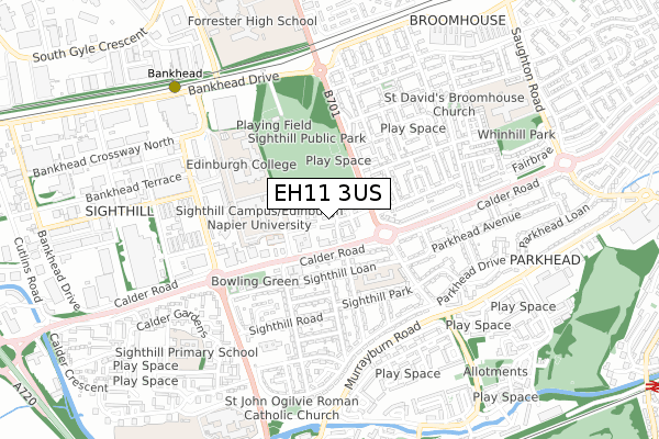 EH11 3US map - small scale - OS Open Zoomstack (Ordnance Survey)