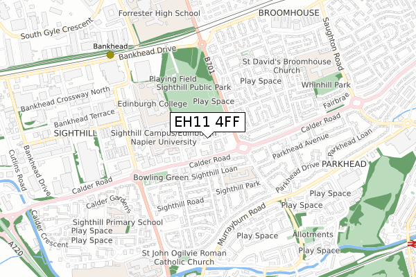 EH11 4FF map - small scale - OS Open Zoomstack (Ordnance Survey)