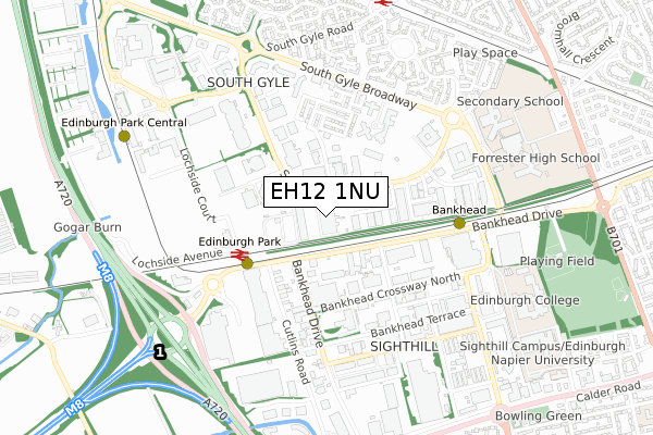 EH12 1NU map - small scale - OS Open Zoomstack (Ordnance Survey)