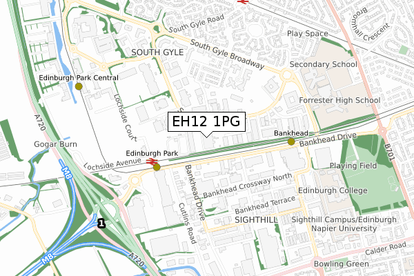 EH12 1PG map - small scale - OS Open Zoomstack (Ordnance Survey)