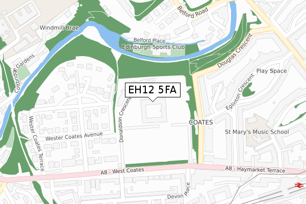 EH12 5FA map - large scale - OS Open Zoomstack (Ordnance Survey)