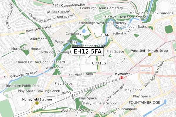 EH12 5FA map - small scale - OS Open Zoomstack (Ordnance Survey)