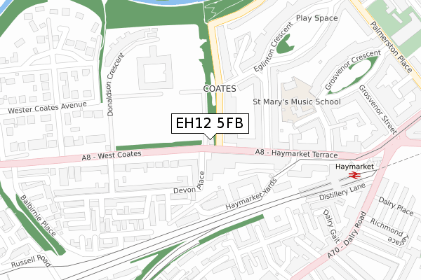 EH12 5FB map - large scale - OS Open Zoomstack (Ordnance Survey)