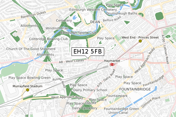 EH12 5FB map - small scale - OS Open Zoomstack (Ordnance Survey)