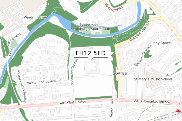 EH12 5FD map - large scale - OS Open Zoomstack (Ordnance Survey)