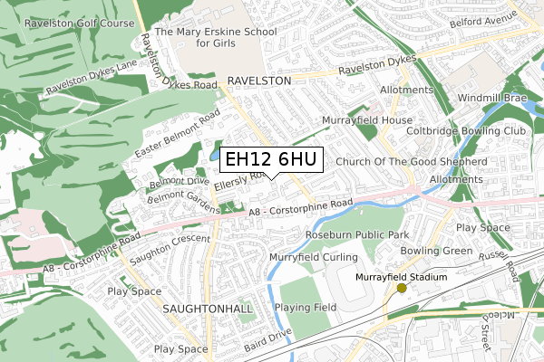 EH12 6HU map - small scale - OS Open Zoomstack (Ordnance Survey)