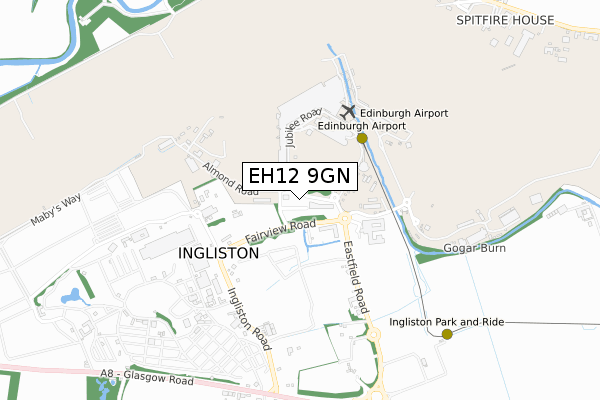 EH12 9GN map - small scale - OS Open Zoomstack (Ordnance Survey)