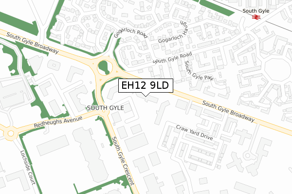 EH12 9LD map - large scale - OS Open Zoomstack (Ordnance Survey)