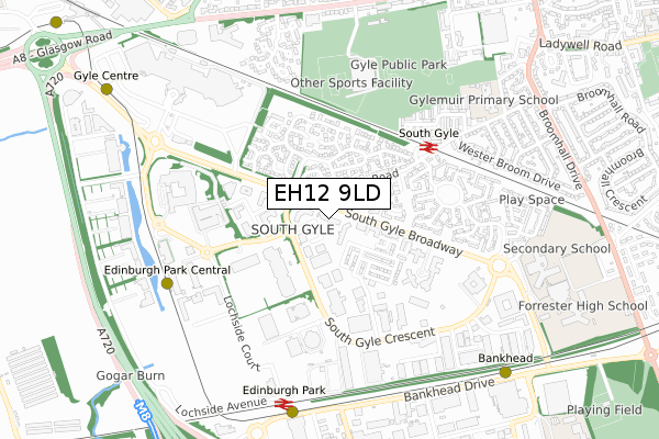 EH12 9LD map - small scale - OS Open Zoomstack (Ordnance Survey)