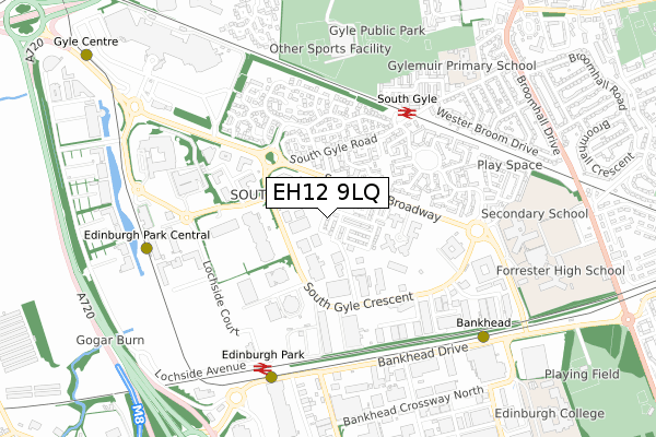 EH12 9LQ map - small scale - OS Open Zoomstack (Ordnance Survey)