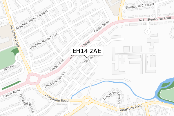 EH14 2AE map - large scale - OS Open Zoomstack (Ordnance Survey)