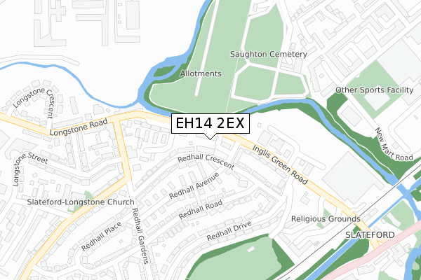 EH14 2EX map - large scale - OS Open Zoomstack (Ordnance Survey)