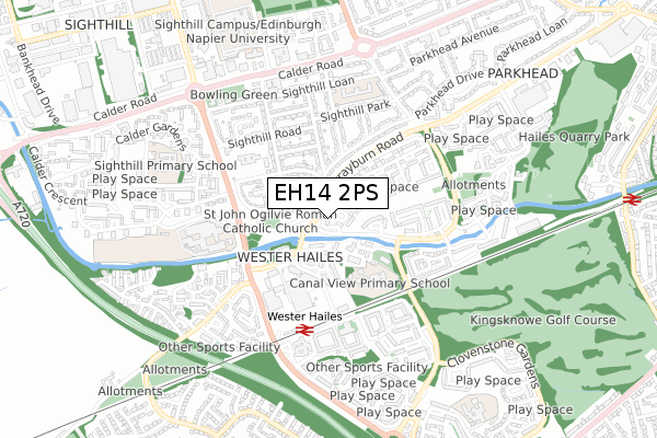 EH14 2PS map - small scale - OS Open Zoomstack (Ordnance Survey)