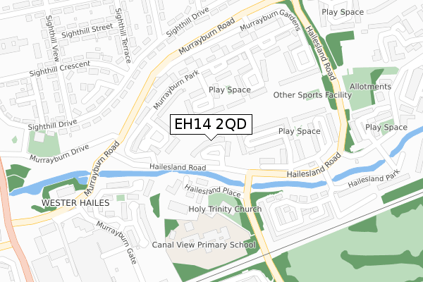 EH14 2QD map - large scale - OS Open Zoomstack (Ordnance Survey)