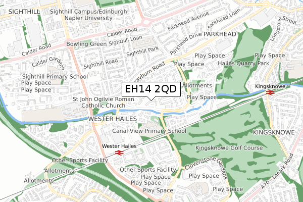 EH14 2QD map - small scale - OS Open Zoomstack (Ordnance Survey)