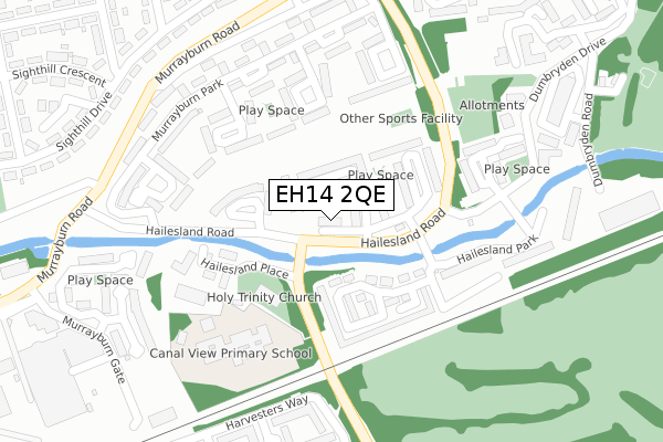 EH14 2QE map - large scale - OS Open Zoomstack (Ordnance Survey)