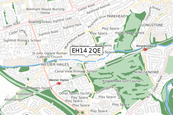 EH14 2QE map - small scale - OS Open Zoomstack (Ordnance Survey)