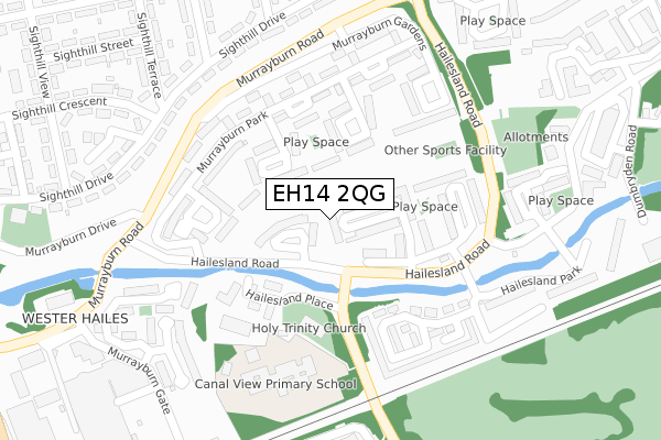 EH14 2QG map - large scale - OS Open Zoomstack (Ordnance Survey)