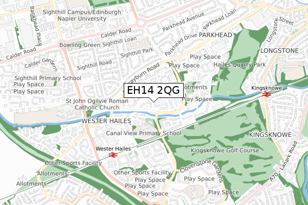 EH14 2QG map - small scale - OS Open Zoomstack (Ordnance Survey)