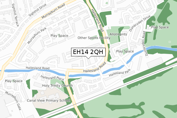 EH14 2QH map - large scale - OS Open Zoomstack (Ordnance Survey)