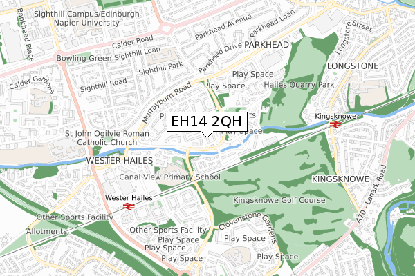 EH14 2QH map - small scale - OS Open Zoomstack (Ordnance Survey)