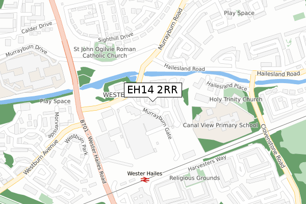 EH14 2RR map - large scale - OS Open Zoomstack (Ordnance Survey)