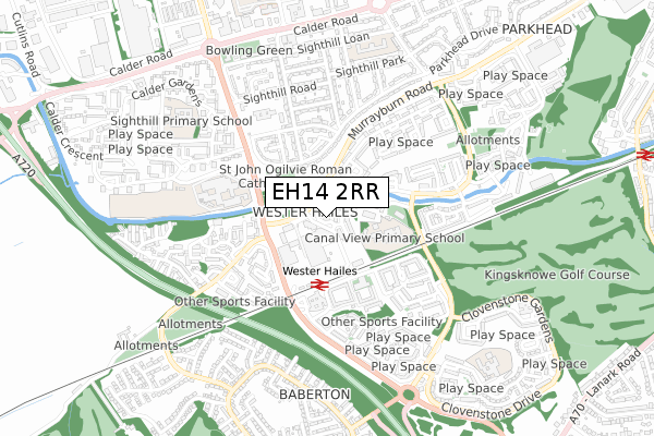 EH14 2RR map - small scale - OS Open Zoomstack (Ordnance Survey)