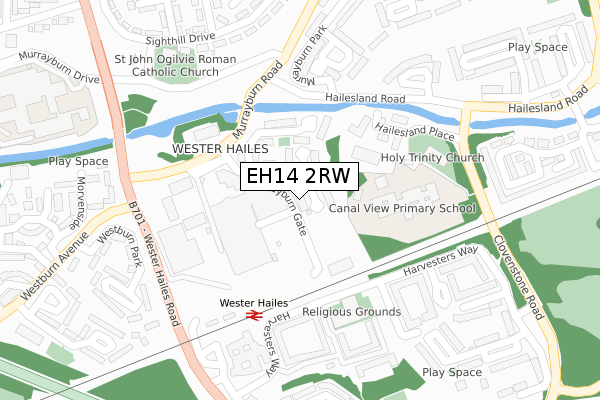 EH14 2RW map - large scale - OS Open Zoomstack (Ordnance Survey)