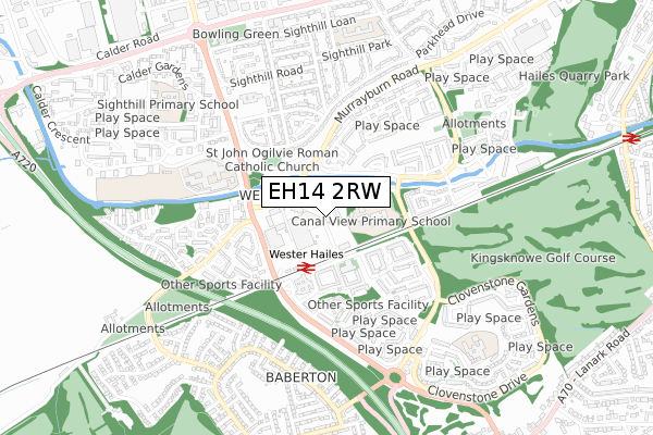 EH14 2RW map - small scale - OS Open Zoomstack (Ordnance Survey)