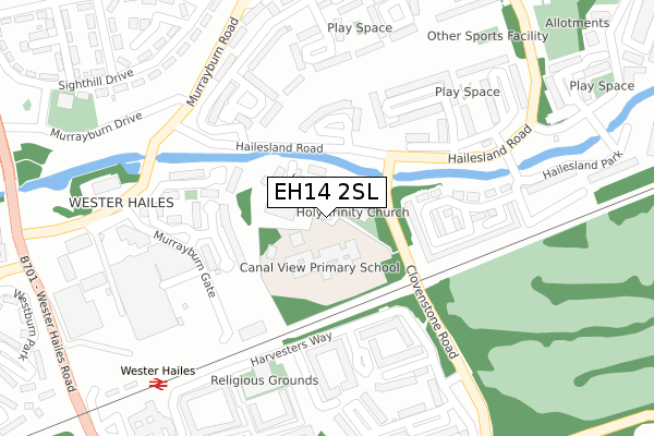 EH14 2SL map - large scale - OS Open Zoomstack (Ordnance Survey)