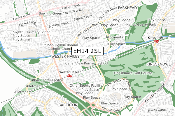 EH14 2SL map - small scale - OS Open Zoomstack (Ordnance Survey)