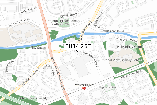 EH14 2ST map - large scale - OS Open Zoomstack (Ordnance Survey)