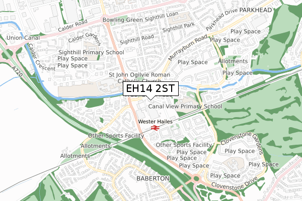 EH14 2ST map - small scale - OS Open Zoomstack (Ordnance Survey)